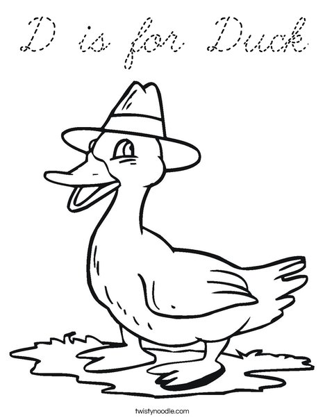 Duck with a Hat Coloring Page