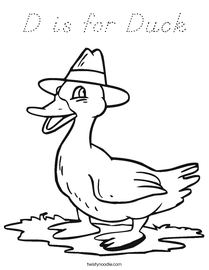 D is for Duck Coloring Page