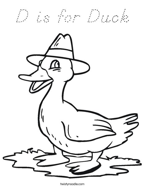 Duck with a Hat Coloring Page
