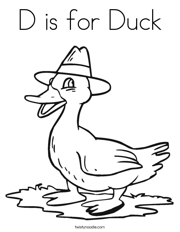 D is for Duck Coloring Page