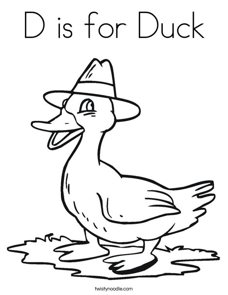Duck with a Hat Coloring Page