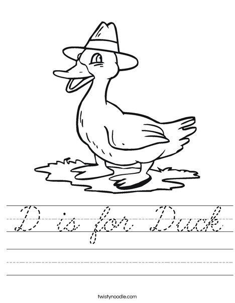 Duck with a Hat Worksheet