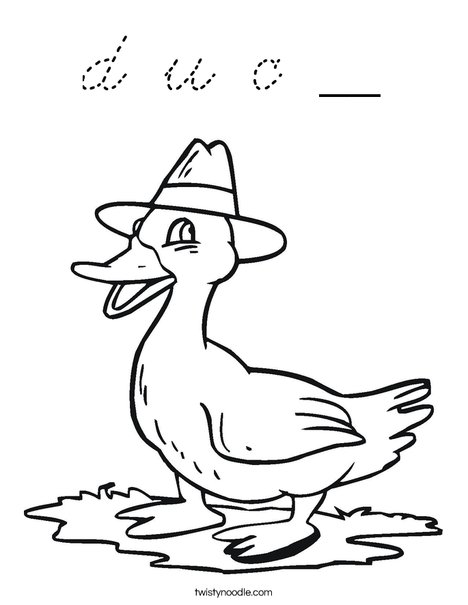Duck with a Hat Coloring Page