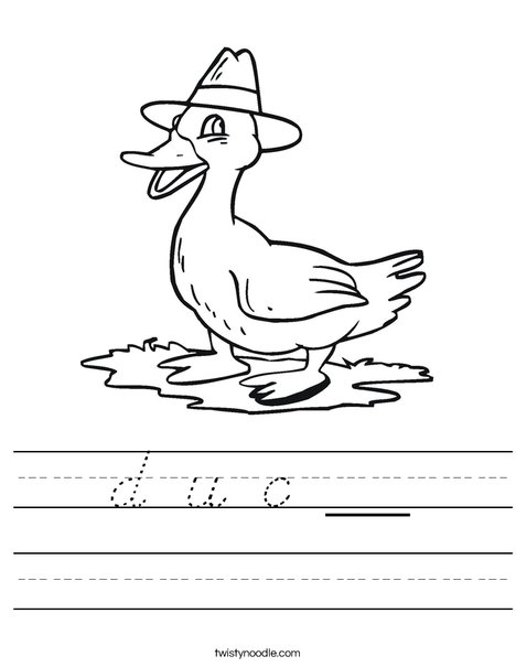 Duck with a Hat Worksheet