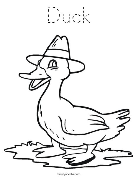 Duck with a Hat Coloring Page