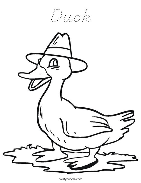 Duck with a Hat Coloring Page