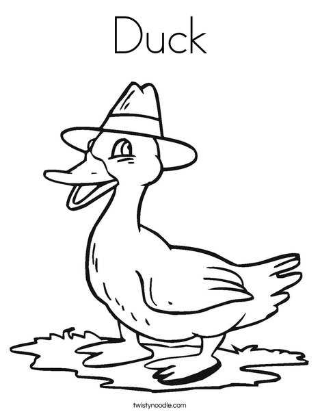 Duck with a Hat Coloring Page