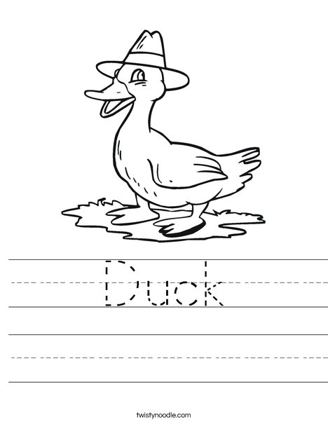 Duck with a Hat Worksheet