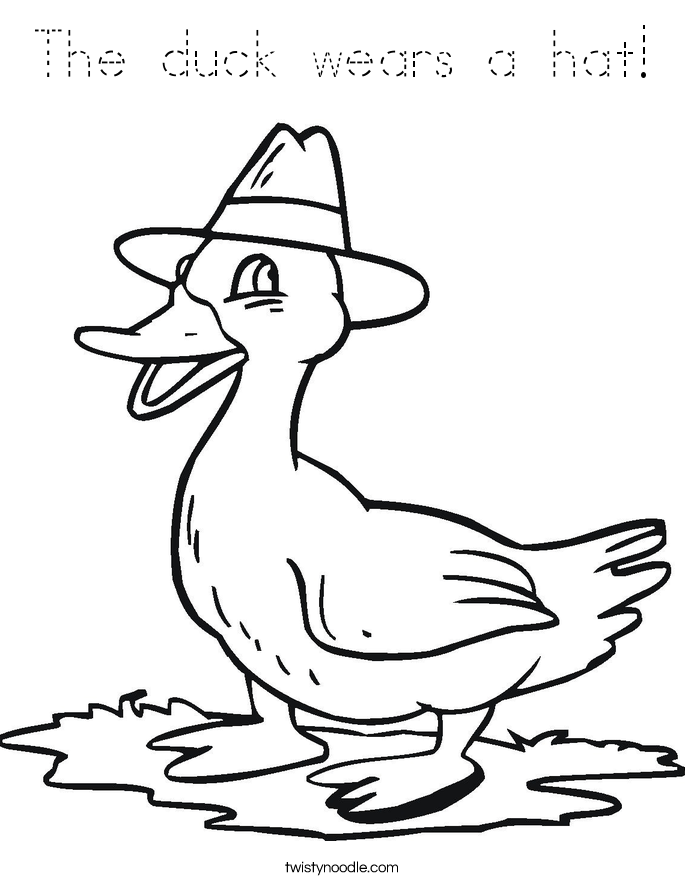 The duck wears a hat! Coloring Page