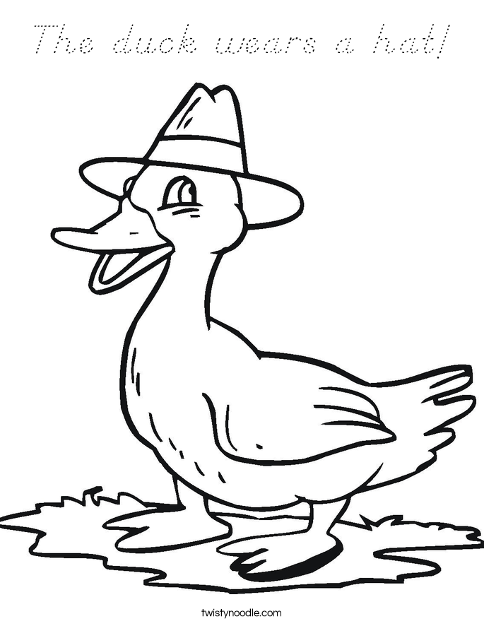 The duck wears a hat! Coloring Page
