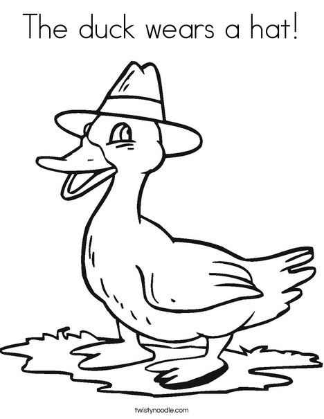 Duck with a Hat Coloring Page
