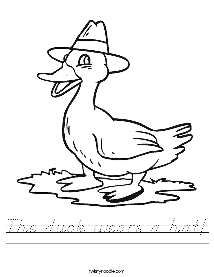 The duck wears a hat! Worksheet