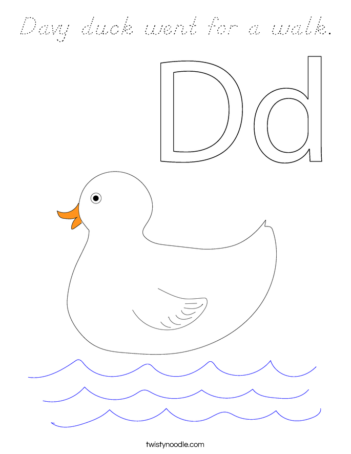 Davy duck went for a walk. Coloring Page