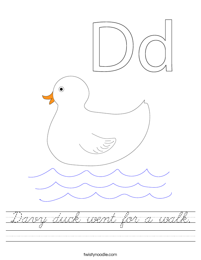 Davy duck went for a walk. Worksheet