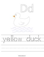 yellow duck Handwriting Sheet