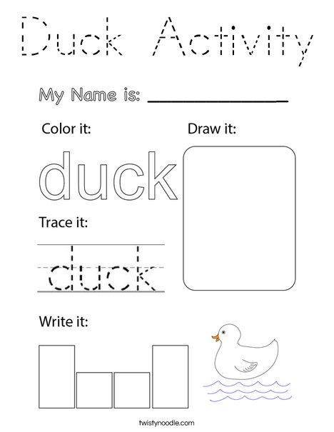 Duck Activity Coloring Page