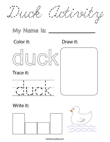 Duck Activity Coloring Page