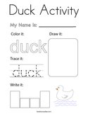 Duck Activity Coloring Page