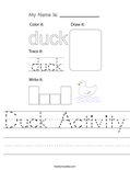 Duck Activity Worksheet
