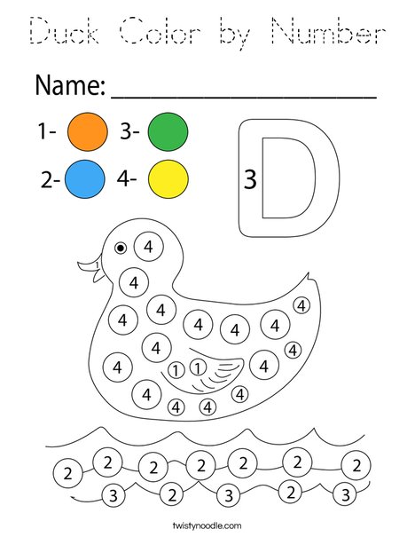 Duck Color by Number Coloring Page