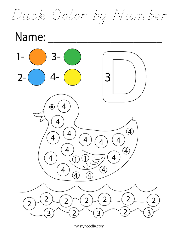 Duck Color by Number Coloring Page