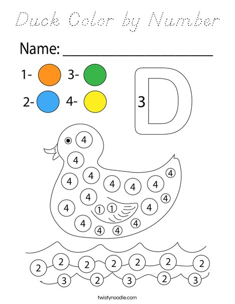Duck Color by Number Coloring Page