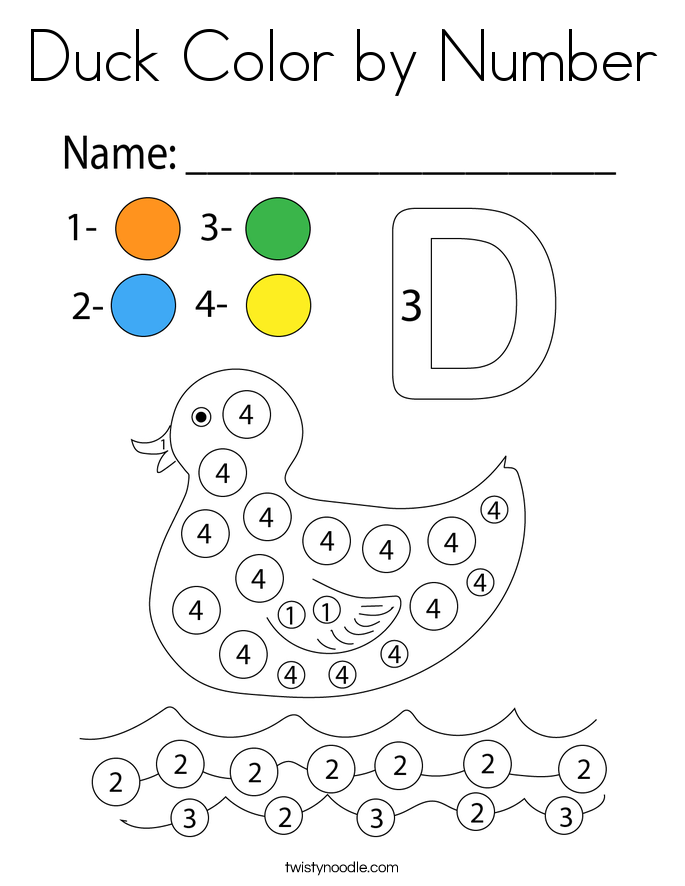 Duck Color by Number Coloring Page