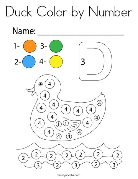 Duck Color by Number Coloring Page