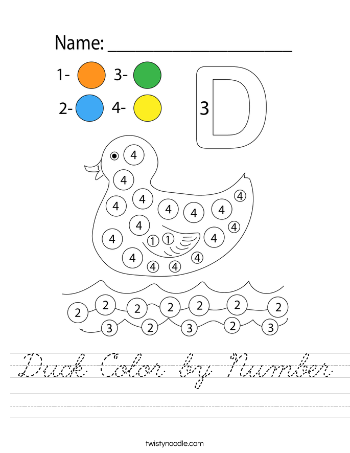 Duck Color by Number Worksheet