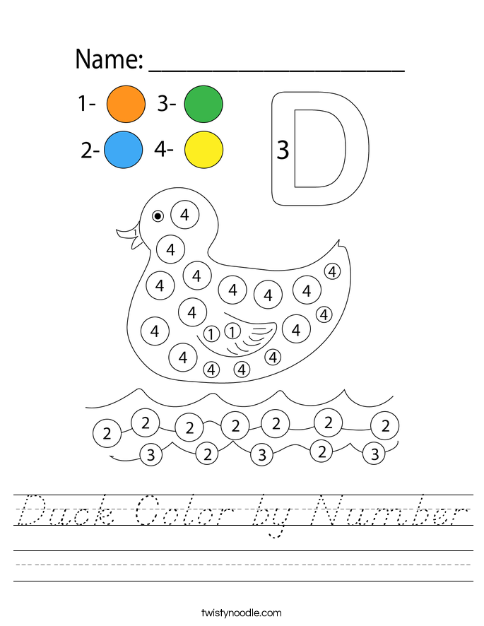 Duck Color by Number Worksheet