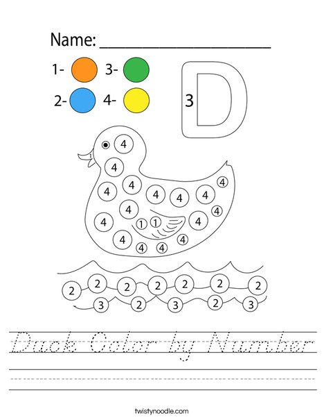 Duck Color by Number Worksheet