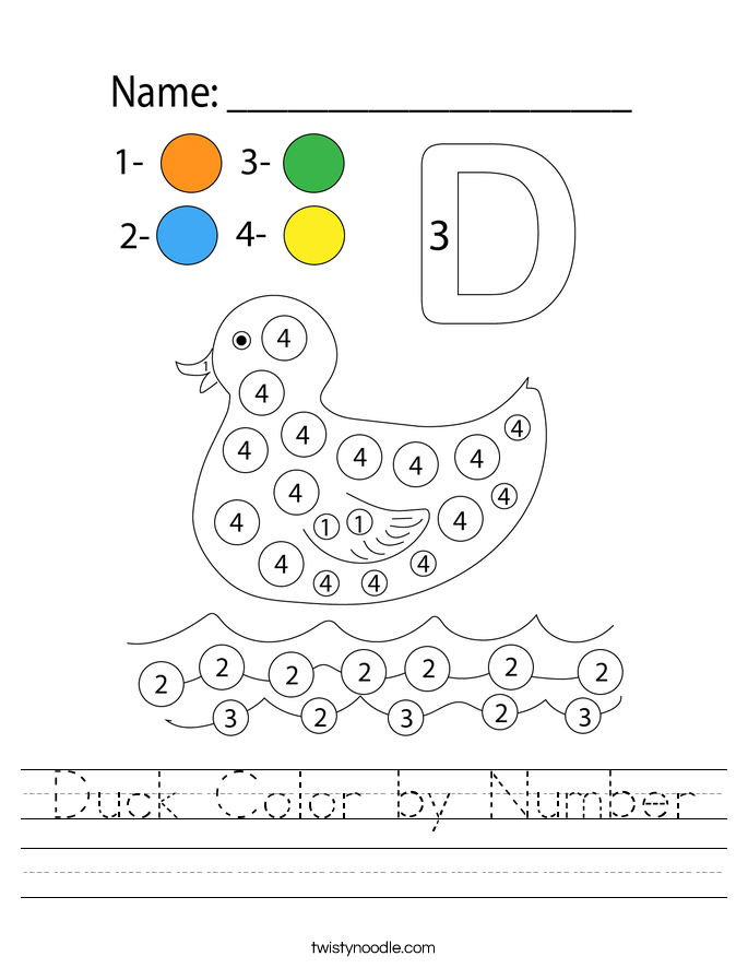 Duck Color by Number Worksheet