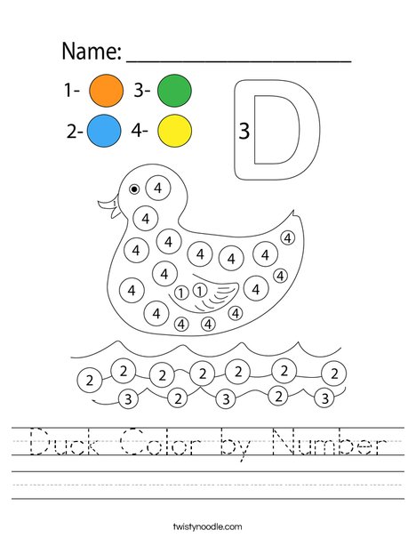 Duck Color by Number Worksheet