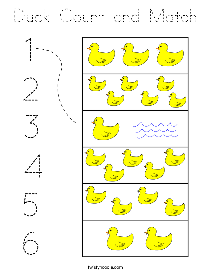 Duck Count and Match Coloring Page