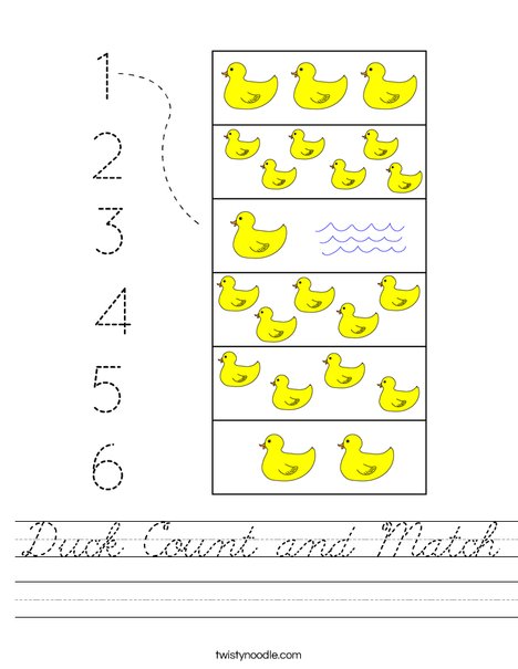 Duck Count and Match Worksheet