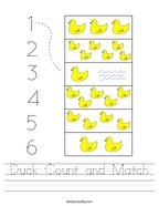 Duck Count and Match Handwriting Sheet