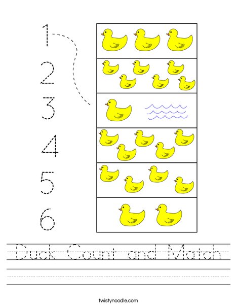 Duck Count and Match Worksheet