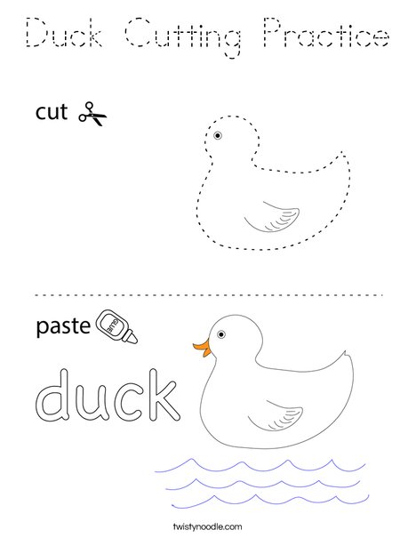 Duck Cutting Practice Coloring Page