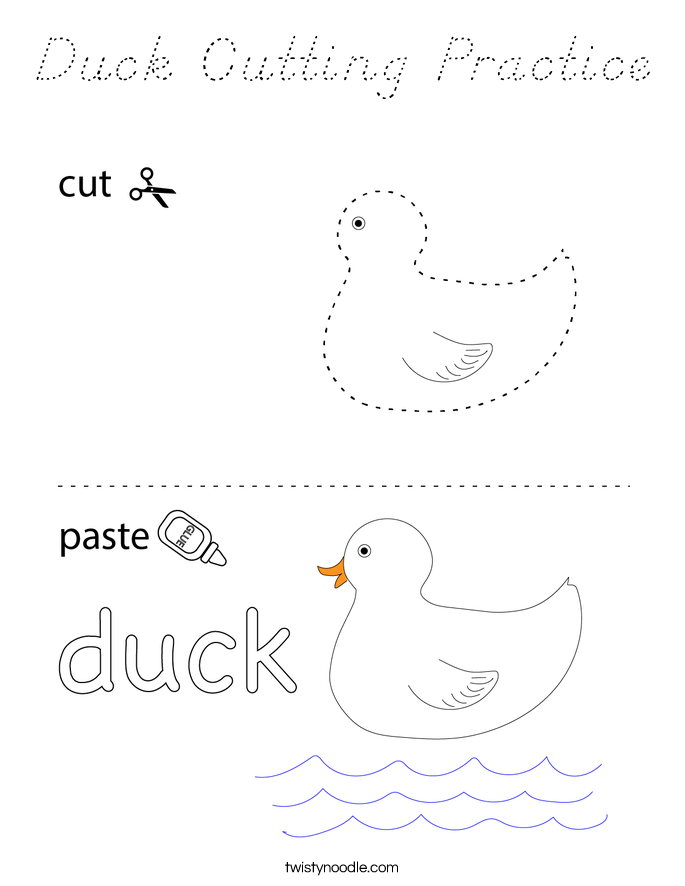 Duck Cutting Practice Coloring Page