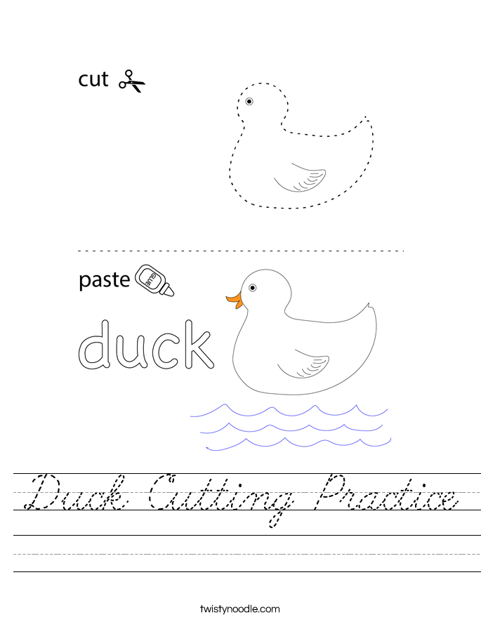Duck Cutting Practice Worksheet