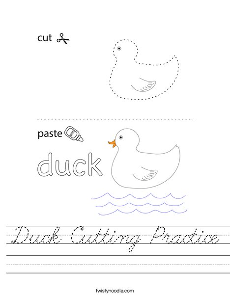 Duck Cutting Practice Worksheet