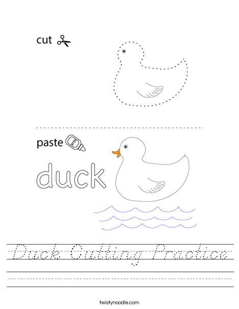 Duck Cutting Practice Worksheet