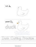 Duck Cutting Practice Handwriting Sheet