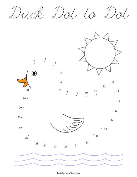 Duck Dot to Dot Coloring Page