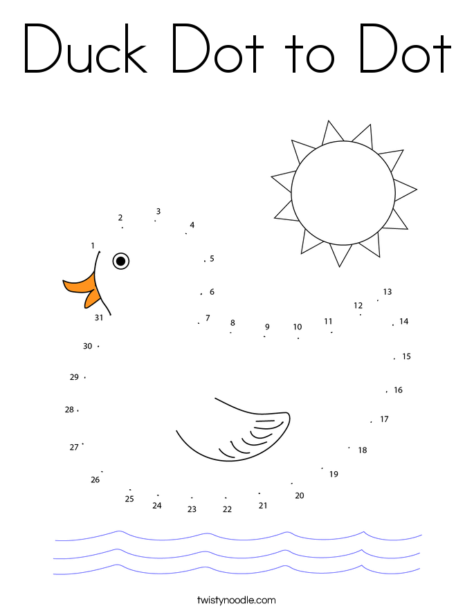 Duck Dot to Dot Coloring Page