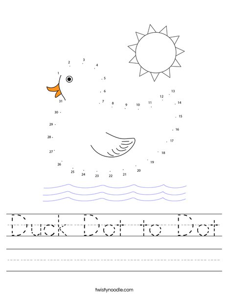 Duck Dot to Dot Worksheet