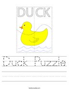 Duck Puzzle Handwriting Sheet