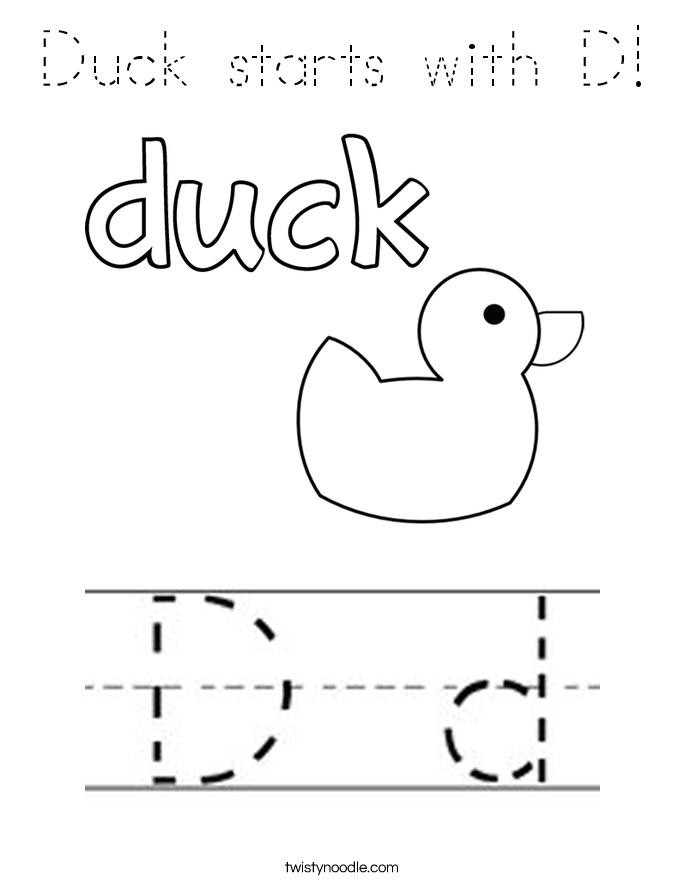 Duck starts with D! Coloring Page