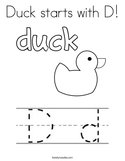 Duck starts with D Coloring Page