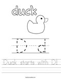 Duck starts with D! Worksheet